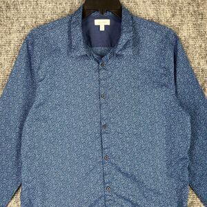 CALVIN KLEIN SHIRT MENS XL BLUE PARTY DANCE CLUB‎ BUTTON-FRONT LONG-SLEEVE